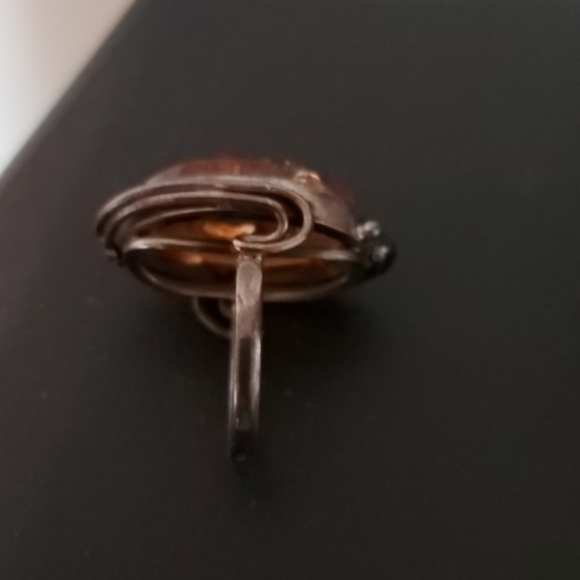 Sterling Silver Oval Amber Ring - Picture 6 of 8